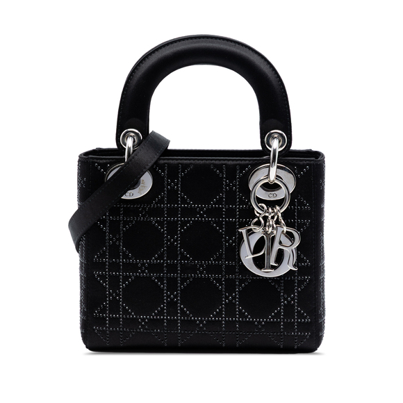 Dior Handbags - Pre-Loved Dior Mini Satin Cannage Crystal Embellished Lady Dior